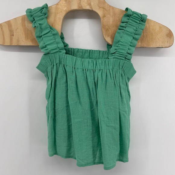 H&M Tops - Green Ruffle Strap Textured Gauze Tank Top Small